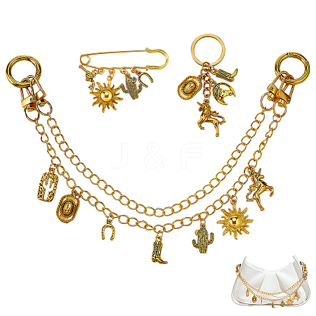 3Pcs Aluminum Bag Extender Chains & Steel Brooches &  HJEW-PH02543-1