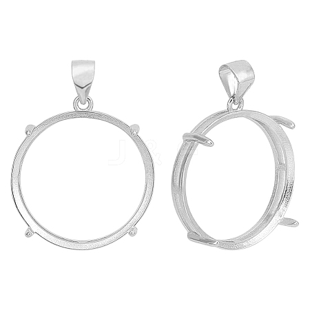 2Pcs 925 Sterling Silver Pendant Cabochon Settings STER-PH0003-98-1