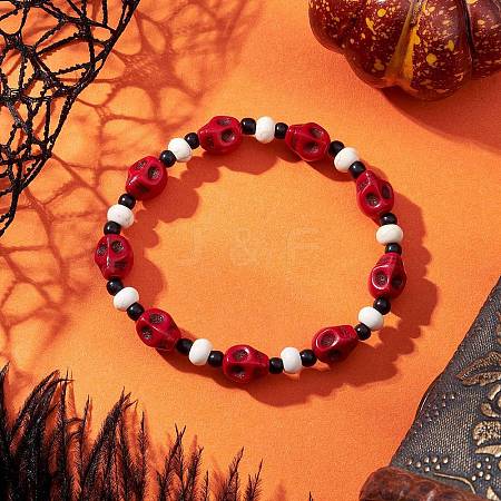 Synthetic Turquoise & Glass Seed Beads Bracelets BJEW-JB12170-02-1