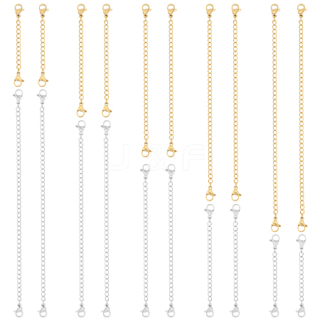 Beebeecraft 20Pcs 5 Style Ion Plating(IP) 304 Stainless Steel Chain Extender STAS-BBC0003-70GP-1