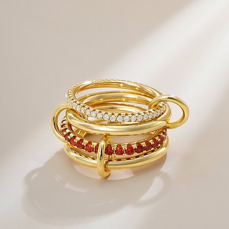 Brass Micro Pave Cubic Zirconia Finger Rings FS-WG6545E-28-1