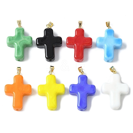 Handmade Lampwork with Brass Pendants LAMP-I030-01G-01-1