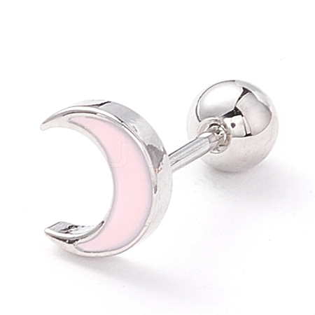 Moon Enamel Stud Earrings EJEW-A065-12P-1