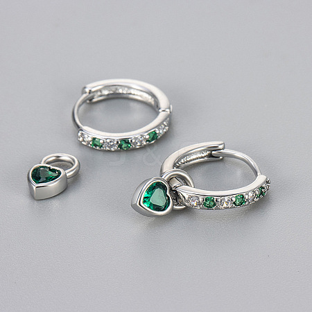 Brass Micro Pave Cubic Zirconia Hoop Dangle Earrings WG33AFF-04-1
