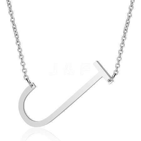 Non-Tarnish 201 Stainless Steel Initial Pendants Necklaces NJEW-S069-JN003D-J-1