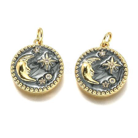 Brass Micro Pave Clear Cubic Zirconia Pendants ZIRC-B0003-28G-1