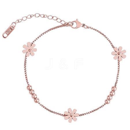 Titanium Steel Daisy Flowers Ankle with Box Chains for Women JA196A-1