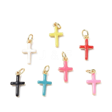 Real 18K Gold Plated Eco-Friendly Rack Plating Brass Enamel Pendants KK-F845-40G-1