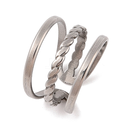 Non-Tarnish Twist 304 Stainless Steel Three-layer Cuff Rings for Women RJEW-G322-02P-1