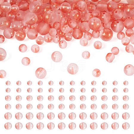 300Pcs Frosted Transparent Glass Beads GLAA-TA0002-78D-1