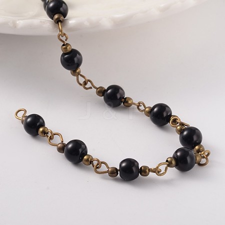 Round Handmade Glass Pearl Beaded Chains AJEW-JB00182-04-1