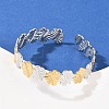 304 Stainless Steel Cuff Bangles for Women BJEW-G757-05GP-1