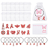 Mental Health Awarenes Theme Alloy Enamel Ribbon/Heart/Butterfly Charm Braided Bead Bracelets Kits SJEW-WR00002-1