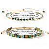 2Pcs 2 Styles Natural Fuchsite & Glass & Iron Braided Bead Bracelet Sets VQ5564-6