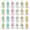 24Pcs 6 Colors Synthetic Moonstone Dyed Pendants with Antique Silver Plated Alloy Wing FIND-TA0003-86-1