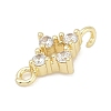 Brass Micro Pave Clear Cubic Zirconia Connector Charms KK-Z094-08G-02-2