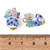 Printed Handmade Porcelain Beads Pendants PALLOY-JF05907-02-3