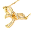 Brass Micro Pave Clear Cubic Zirconia Bowknot Pendant Necklaces NJEW-F326-04G-1