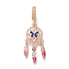 Rack Plating Alloy Rhinestone European Dangle Charms PALLOY-P307-08RG-1