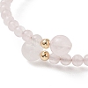 Natural Rose Quartz Beaded Cuff Bangles BJEW-JB13328-01-3