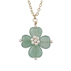 Natural Green Aventurine Clover Shamrock Pendant Necklaces NJEW-JN05170-02-3