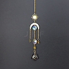 Natural Obsidian Star Sun Catcher Hanging Ornaments with Brass Sun HJEW-PW0002-13D-1