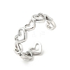 Non-Tarnish 304 Stainless Steel Heart Wrap Open Cuff Ring RJEW-C040-01P-1