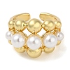 Round Rack Plating Brass Cuff Finger Rings for Women RJEW-C114-08G-2