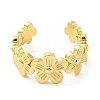 Rack Plating Brass Flower Wrap Open Cuff Rings for Women RJEW-M148-08G-1