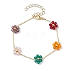 Glass Flower Links Bracelets & Necklaces Sets SJEW-JS01296-4