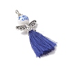 Porcelain Beaded with Polycotton Tassel Big Pendants PALLOY-JF02986-04-3