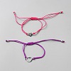 2Pcs 2 Style 304 Stainless Steel Adjustable Braided Bead Bracelets Set BJEW-WH20009-08-1