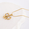 Stainless Steel with Crystal Rhinestone Bowknot Pendant Necklace for Women CP4119-3