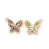 Butterfly Brass Micro Pave Colorful Cubic Zirconia Charms KK-G435-40G-1