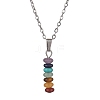 Natural & Synthetic Mixed Gemstone Disc Pendant Necklaces X-NJEW-JN04623-01-1