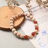 Round Natural Red Agate/Carnelian Beaded Stretch Bracelets BJEW-JB05607-04-4