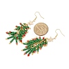 304 Stainless Steel Glass Seed Beads Christmas Tree Dangle Earrings EJEW-MZ00485-4
