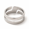 Non-Tarnish 304 Stainless Steel Cuff Ring for Women RJEW-B027-16P-3