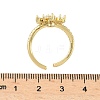 Flower Brass Micro Pave Cubic Zirconia Cuff Rings for Women RJEW-A069-01A-G-5