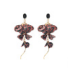 Bohemian Style Alloy & Leopard Print Cloth Stud Earrings FS-WG62249-04-1