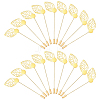 60Pcs Leaf Stainless Steel Round Tray Stick Lapel Pins JEWB-SC0001-75C-1