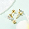 Heart Glass Ear Fake Plugs EJEW-H105-25G-D-3