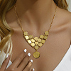 Fashionable Vintage Brass Hollow Flower Layered Coin Tassel Women's Necklaces HG6939-1