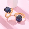 Hexagon Natural Lapis Lazuli Finger Rings RJEW-B113-02G-01-1