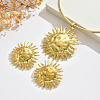 Iron & Aolly Sun Stud Earrings & Pendant Choker Necklaces Sets WG453E0-01-2