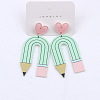 Heart & Pencil Acrylic Stud Dangle Earrings FS-WG3499D-04-1