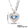 Chic Minimalist Brass Blue Enamel Evil Eye Heart Pendant Dapped Chain Necklace for Women YW3524-2-1