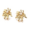 Flower Brass Micro Pave Cubic Zirconia Stud Earrings EJEW-B148-08B-G-4