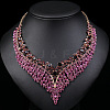 Flower Zinc Alloy Rhinestone Chain Necklaces & Stud Dangle Earrings Sets WG08719-01-3