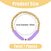 FIBLOOM 7Pcs 7 Color Polymer Clay Disc & Acrylic Heart & CCB Beaded Stretch Bracelets Set BJEW-FI0001-61-2